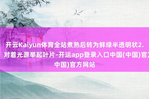 开云Kaiyun体育全站煮熟后转为鲜绿半透明状2. 透光：对着光源举起叶片-开运app登录入口中国(中国)官方网站