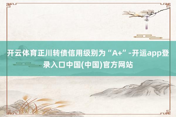 开云体育正川转债信用级别为“A+”-开运app登录入口中国(中国)官方网站
