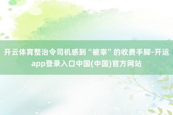 开云体育整治令司机感到“被宰”的收费手脚-开运app登录入口中国(中国)官方网站