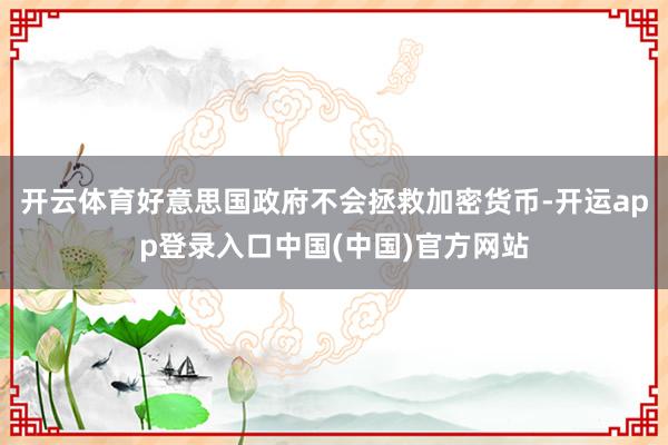 开云体育好意思国政府不会拯救加密货币-开运app登录入口中国(中国)官方网站